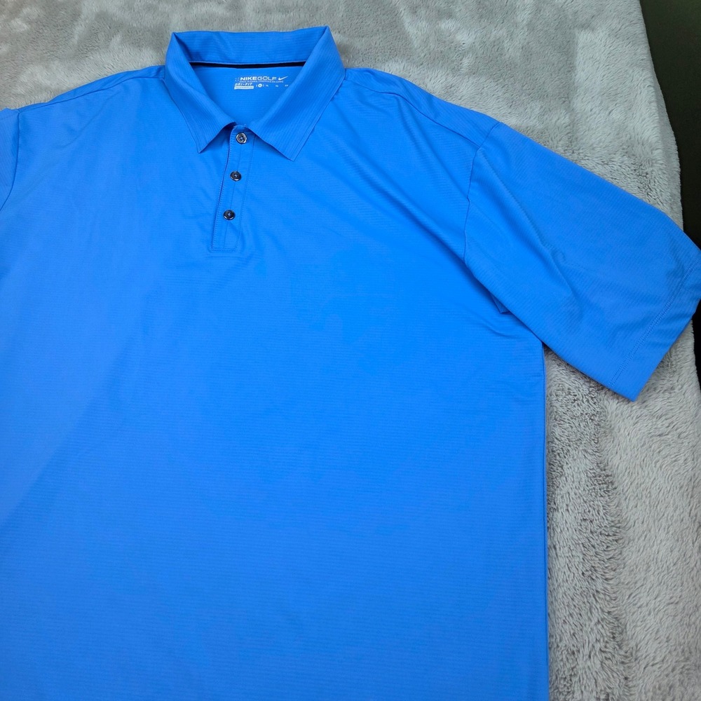 Nike Golf Polo Mens XL Dri-FIT Short Sleeve Masonite Corporate‎ Logo Blue Shirt